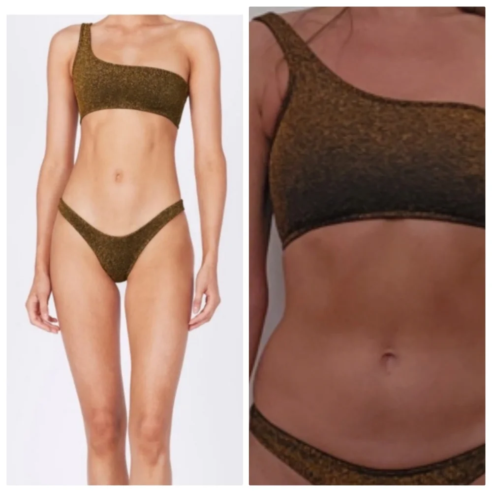 TRIANGL Melrose gold honey sparkle lurex  Bikini Set photo sample s - Picture 2 of 6